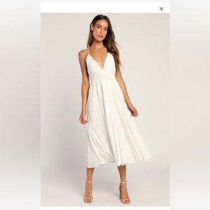 Lulu’s Essentially Elegant White Sleeveless Backless Midi Dress